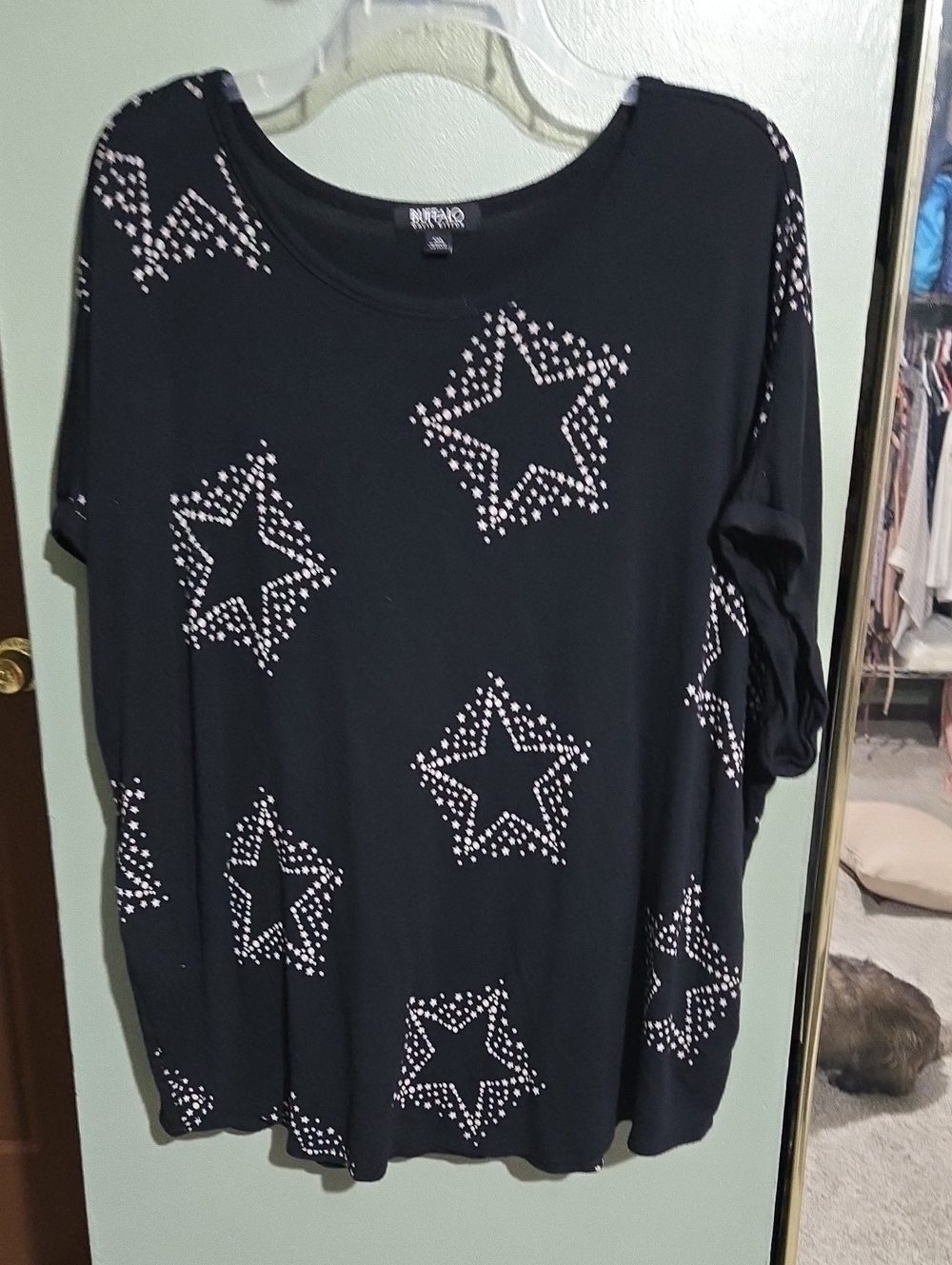 Buffalo David Bitton Black Tunic with Silver Star Studs